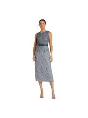 Mac Duggal Sequin Embellished Midi Dress Grey Size 6